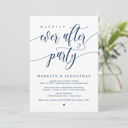 Glücklicherweise immer nach dem Party Hochzeitsess Einladung (Stehend Vorderseite)