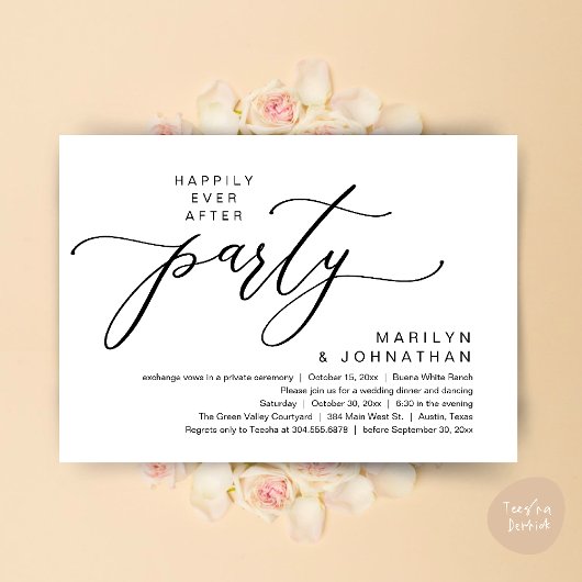 Glücklicherweise immer nach dem Party Hochzeitsess Einladung