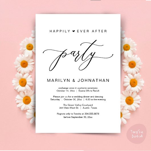 Glücklicherweise immer nach dem Party Hochzeitsess Einladung