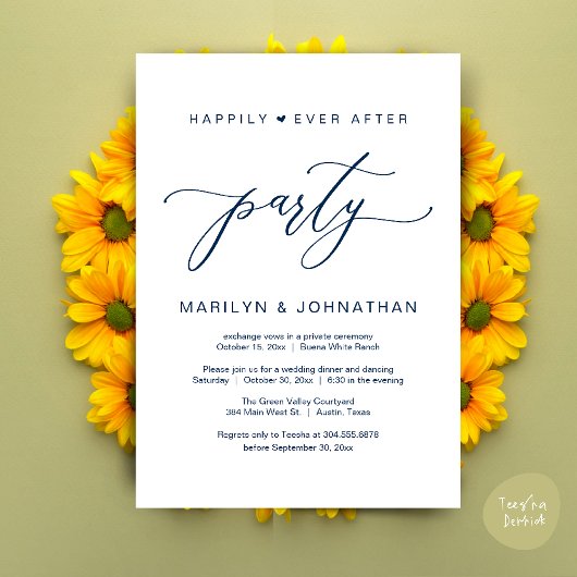 Glücklicherweise immer nach dem Party Hochzeitsess Einladung