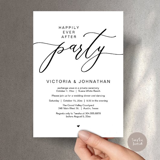 Glücklicherweise immer nach dem Party Hochzeitsess Einladung