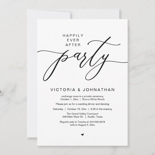 Glücklicherweise immer nach dem Party Hochzeitsess Einladung (Vorderseite)