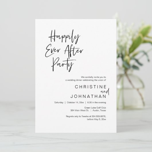 Glücklicherweise immer nach dem Party, Hochzeitsfe Einladung (Stehend Vorderseite)