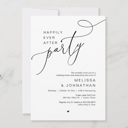 Glücklicherweise immer nach dem Party, Hochzeitsfe Einladung (Vorderseite)