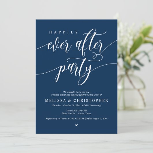 Glücklicherweise immer nach dem Party, Hochzeitsfe Einladung (Stehend Vorderseite)