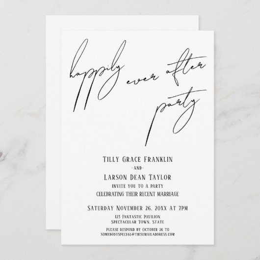 Glücklicherweise immer nach dem Party Moderne Läss Einladung (Vorne/Hinten)