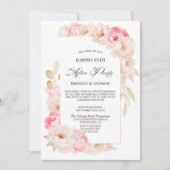 Glücklicherweise immer nach dem Party rosa Blumenk Einladung (Vorderseite)