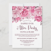 Glücklicherweise immer nach dem Party rosa Blumenk Einladung (Vorderseite)