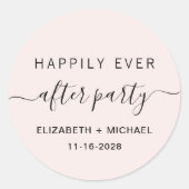 Glücklicherweise immer nach dem Party rosa Hochzei Runder Aufkleber (Vorderseite)