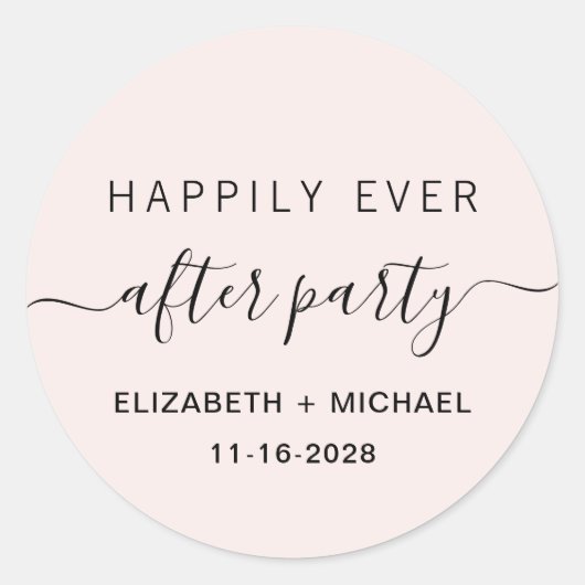 Glücklicherweise immer nach dem Party rosa Hochzei Runder Aufkleber (Vorderseite)