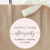 Glücklicherweise immer nach dem Party rosa Hochzei Runder Aufkleber