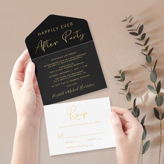 Glücklicherweise immer nach dem Party Schwarze Hoc All-in-One-Einladung