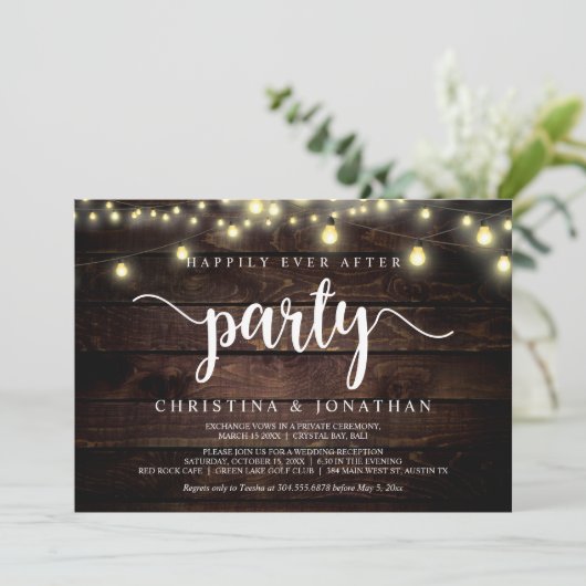 Glücklicherweise immer nach dem Party, String Ligh Einladung (Stehend Vorderseite)