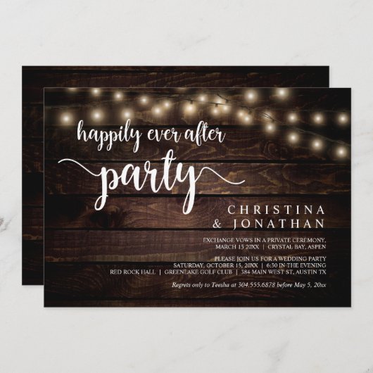 Glücklicherweise immer nach dem Party, String Ligh Einladung (Vorne/Hinten)