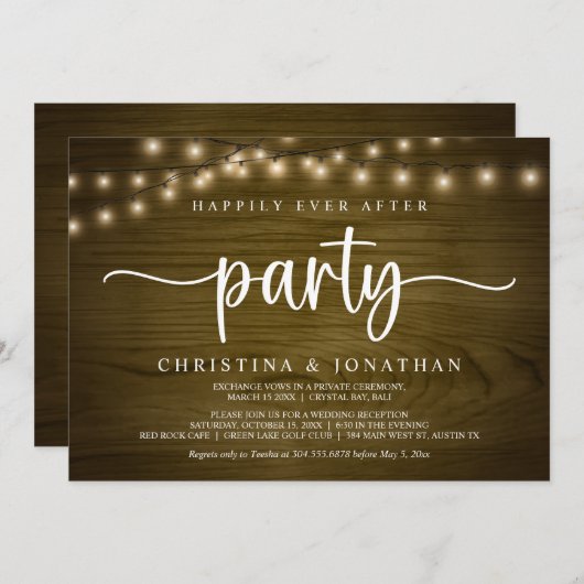 Glücklicherweise immer nach dem Party, String Ligh Einladung (Vorne/Hinten)