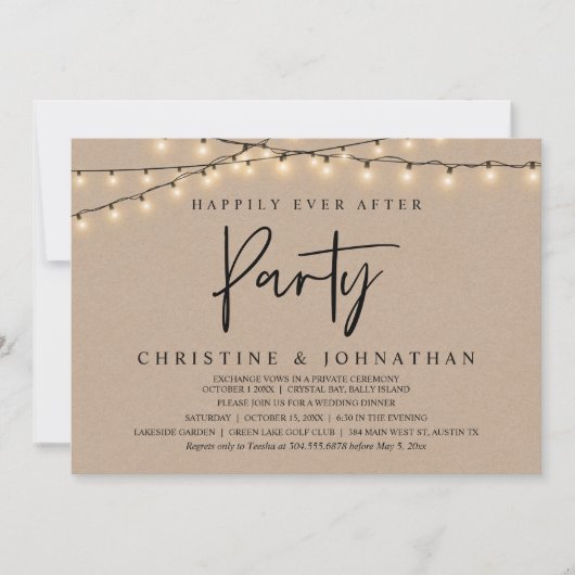 Glücklicherweise immer nach dem Party, String Ligh Einladung (Vorderseite)