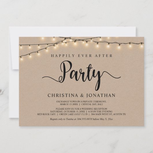 Glücklicherweise immer nach dem Party, String Ligh Einladung (Vorderseite)