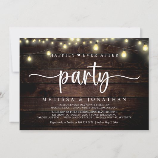 Glücklicherweise immer nach dem Party, String Ligh Einladung (Vorderseite)