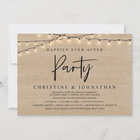 Glücklicherweise immer nach dem Party, String Ligh Einladung (Vorderseite)