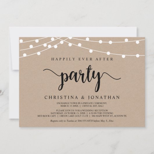 Glücklicherweise immer nach dem Party, String Ligh Einladung (Vorderseite)
