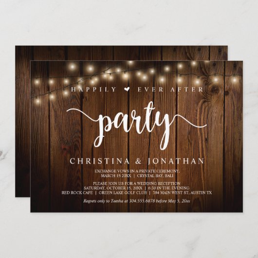 Glücklicherweise immer nach dem Party, String Ligh Einladung (Vorne/Hinten)
