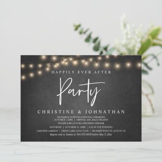 Glücklicherweise immer nach dem Party, String Ligh Einladung (Stehend Vorderseite)