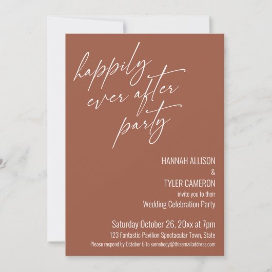 Glücklicherweise immer nach dem Party Terracotta E Einladung (Vorderseite)