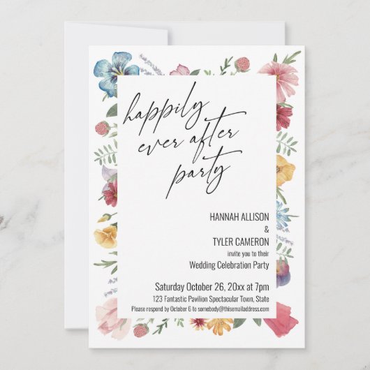 Glücklicherweise immer nach dem Party Wildblume Em Einladung (Vorderseite)