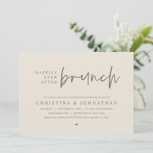 Glücklicherweise immer nach der Brunch Wedding Par Einladung (Stehend Vorderseite)