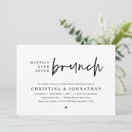 Glücklicherweise immer nach der Brunch Wedding Par Einladung (Stehend Vorderseite)