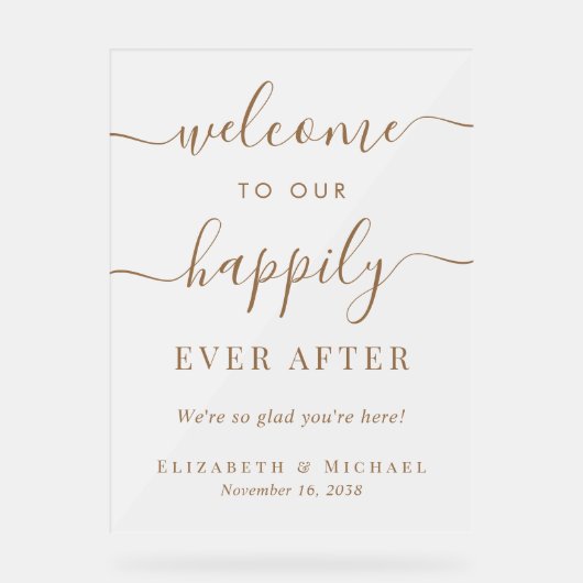 Glücklicherweise immer nach der Goldhochzeit Willk Acrylschild (Vorderseite)