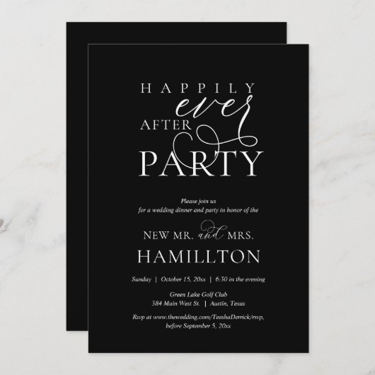 Glücklicherweise immer nach der Hochzeit Abendesse Einladung (Vorne/Hinten)