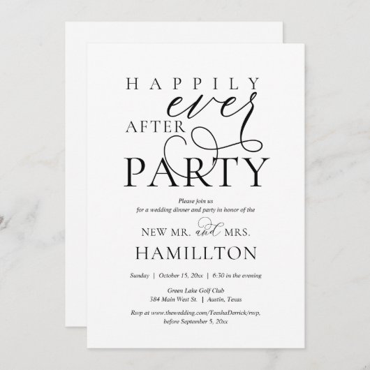 Glücklicherweise immer nach der Hochzeit Abendesse Einladung (Vorne/Hinten)