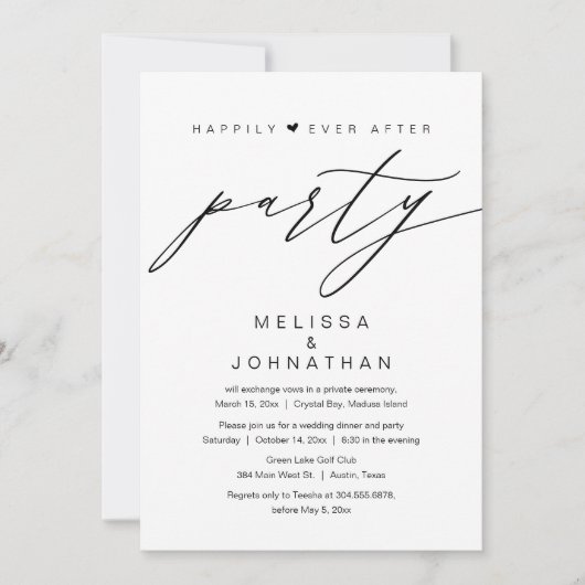 Glücklicherweise immer nach der Hochzeit Elopement Einladung (Vorderseite)