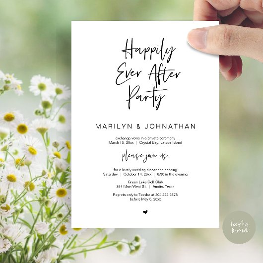 Glücklicherweise immer nach der Hochzeit Elopement Einladung