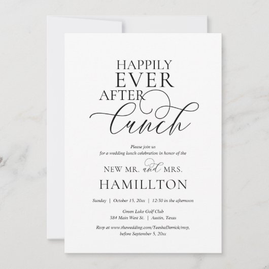 Glücklicherweise immer nach der Hochzeitsfeier Einladung (Vorderseite)