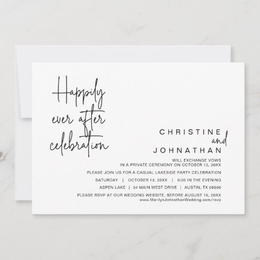 Glücklicherweise immer nach der Hochzeitsfeier Einladung (Vorderseite)
