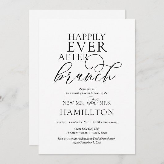 Glücklicherweise immer nach der Hochzeitsfeier Einladung (Vorne/Hinten)