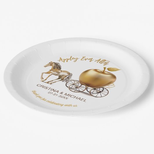 Glücklicherweise immer nach der Karamellappel-Gast Pappteller (Schrägansicht)