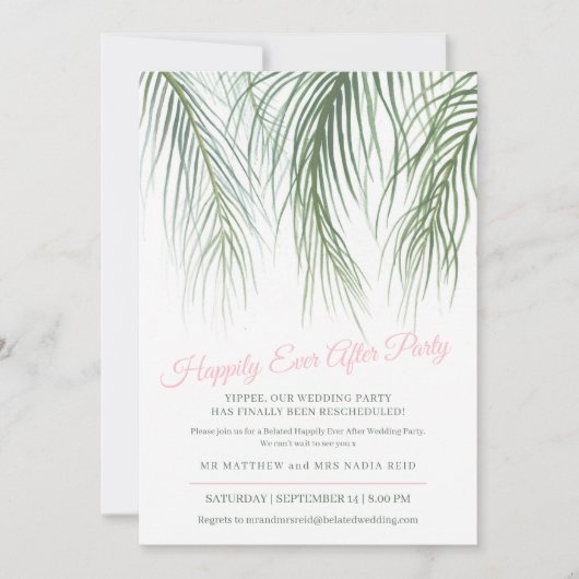 Glücklicherweise immer nach der Palme nach Hochzei Save The Date (Vorderseite)