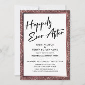 Glücklicherweise immer nach der Rose Gold Glitzer  Einladung (Vorderseite)