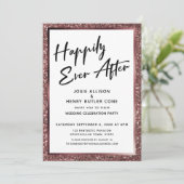 Glücklicherweise immer nach der Rose Gold Glitzer Einladung (Stehend Vorderseite)