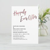 Glücklicherweise immer nach der Rose Gold Hochzeit Einladung (Stehend Vorderseite)