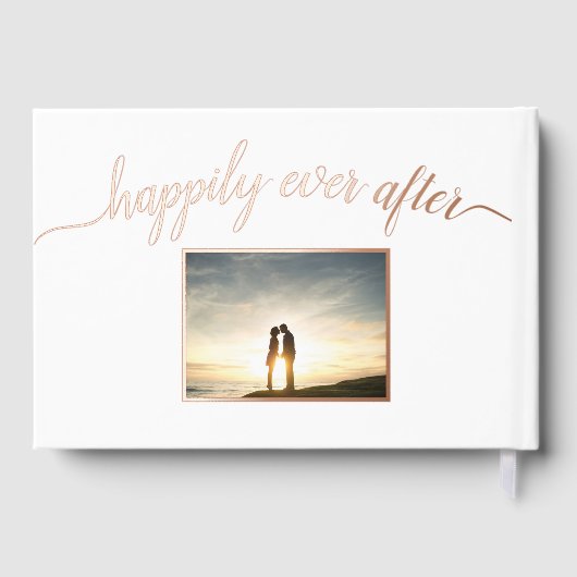 Glücklicherweise immer nach der Rose Gold Script F Gästebuch (Rückseite)