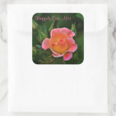 Glücklicherweise immer nach der Rose Quadratischer Aufkleber (Tasche)