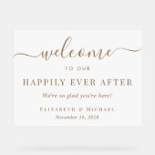 Glücklicherweise immer nach der weißen Goldhochzei Acrylschild (Vorderseite)