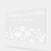 Glücklicherweise immer nach der Wildblume Hochzeit Acrylschild (Winkel)