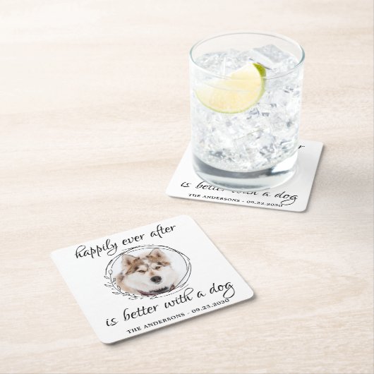 Glücklicherweise immer nach einer eleganten Foto-H Rechteckiger Pappuntersetzer (Vor Ort)