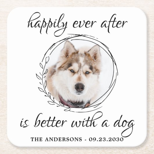 Glücklicherweise immer nach einer eleganten Foto-H Rechteckiger Pappuntersetzer (Vorderseite)