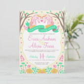 Glücklicherweise immer nach Einhorn Hochzeit Einla Einladung (Stehend Vorderseite)